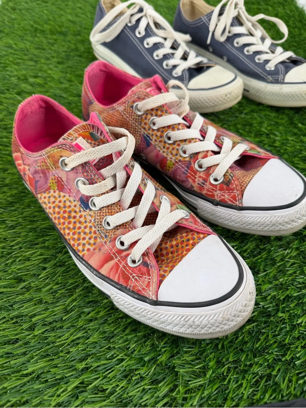Converse Blue & Pink Digital Floral Ankle Low Lace Up Casual Sneaker